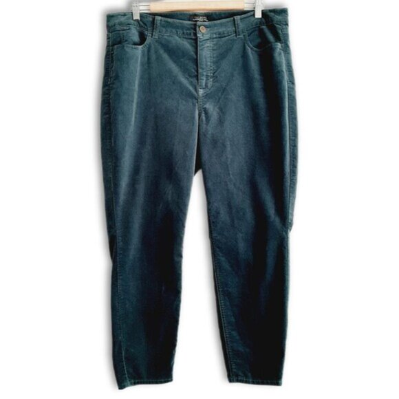 TALBOTS Flawless Five-Pocket Jegging Velvet Crop Skinny Pants Green  Sz 16 P - Picture 2 of 12